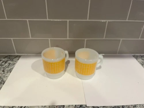 Corning Vintage Coffee Cups Mugs Gold  Set of 2.