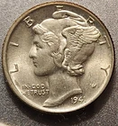 1941-P Mercury Dime 90% Silver 10c US Coin Phila. Mint AU/Almost Uncirculated