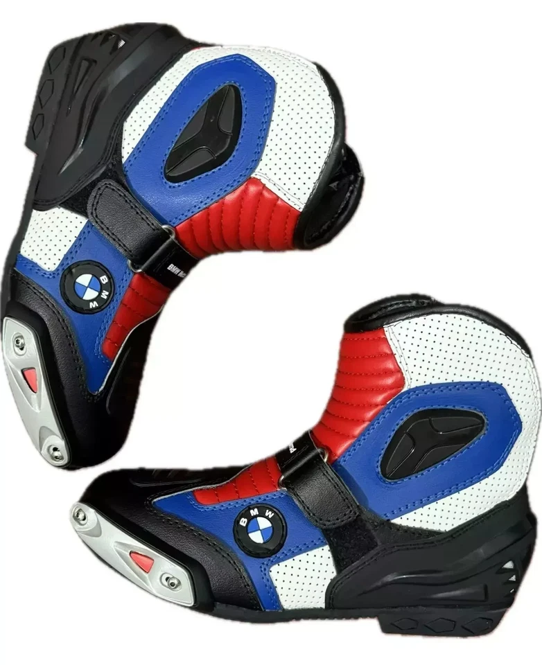 Homme Bottes De Motard En Cuir Bottes De Moto En Cuir Moto Cuir Courses Bottes - Photo 1/2
