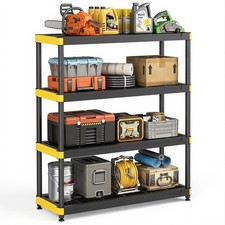 4-Tier Plastic Shelve, 800 lbs Garage Shelving, Heavy Duty Storage Shelves