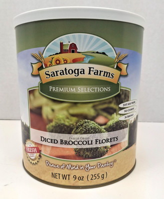Saratoga Farms Dice Broccoli Florets Freeze Dried Food #10 Can Good Until 2035