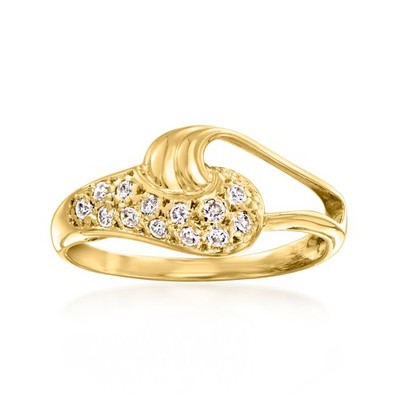 Vintage .20 ct. t.w. Diamond Open Loop Ring in 14kt Yellow Gold. Size 6