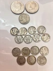 Lot of 18 ~90% Silver Coins, 2 Kennedy 1/2 Dollars, 15 Dime, One Quarter 68.04g