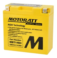 MotoBatt MBT14B4 Quadflex AGM Battery Sealed Factory Activated