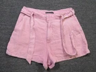 Abercrombie & Fitch Shorts Womens Medium Pink Linen Chino Belted Casual Summer