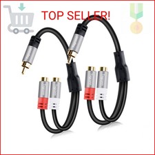 RCA Y-Adapter Splitter cable 2Pack,1 RCA Male to 2 RCA Female Stereo Audio Video