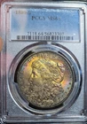 1880-S Morgan Silver Dollar $1 PCGS MS64 Rainbow Pattern Toned Coin VIDEO UNC