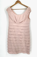 Jessica Howard Dress Sz 12 Pink Sleeveless Party Beaded Rhinstones Sheath Tiered