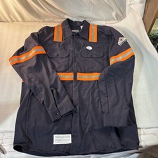 Bulwark Men's Midweight FR Cat. 2 Uniform Shirt - SLW2NV3 Navy Size L 8.6 ATPV