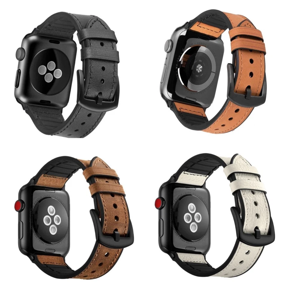 Leather Silicone Apple Watch Band For Series 8 7 6 5 4 3 2 38/40/41  42/44/45mm - Image 2 of 4