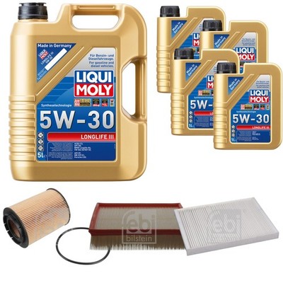 FEBI BILSTEIN Inspektionspaket 9L Liqui Moly 5W30 Longlife3 für VW Passat