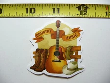 COUNTRY MUSIC FENCE GUITAR COWBOY BOOTS HAT LASSO SMALL STICKER DECAL FAN BAND