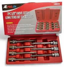 ATE Pro 7pc 3/8" Drive Extra Long Hex Bit Socket Set 88223 Torx 10-40