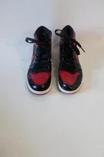 Boys Nike Air Jordan 1 Retro High Patent Leather Blk, Red AQ2664-063 Sneakers 3Y