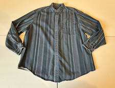 Vintage Men  s Route 66 Long Sleeve Button-Up Shirt Blue White Stripe Size 2X