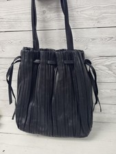 Zara Black Faux Leather Pleated Bucket Bag. PWM