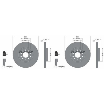 2x TEXTAR PRO BREMSSCHEIBEN 300mm INNENBELÜFTET VORNE passend für MG MG | 923331