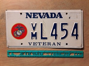 License Plate, Nevada, Marine Corps Veteran, VM L 454