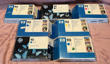 Expired Lot of 7 HP 90 Ink Cartridges Some High Yield, Some Standard Yield