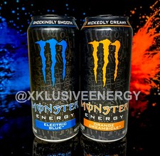 NEW MONSTER ENERY ELECTRIC BLUE & ORANGE CREAMSICLE-2 FULL CANS -IN STOCK