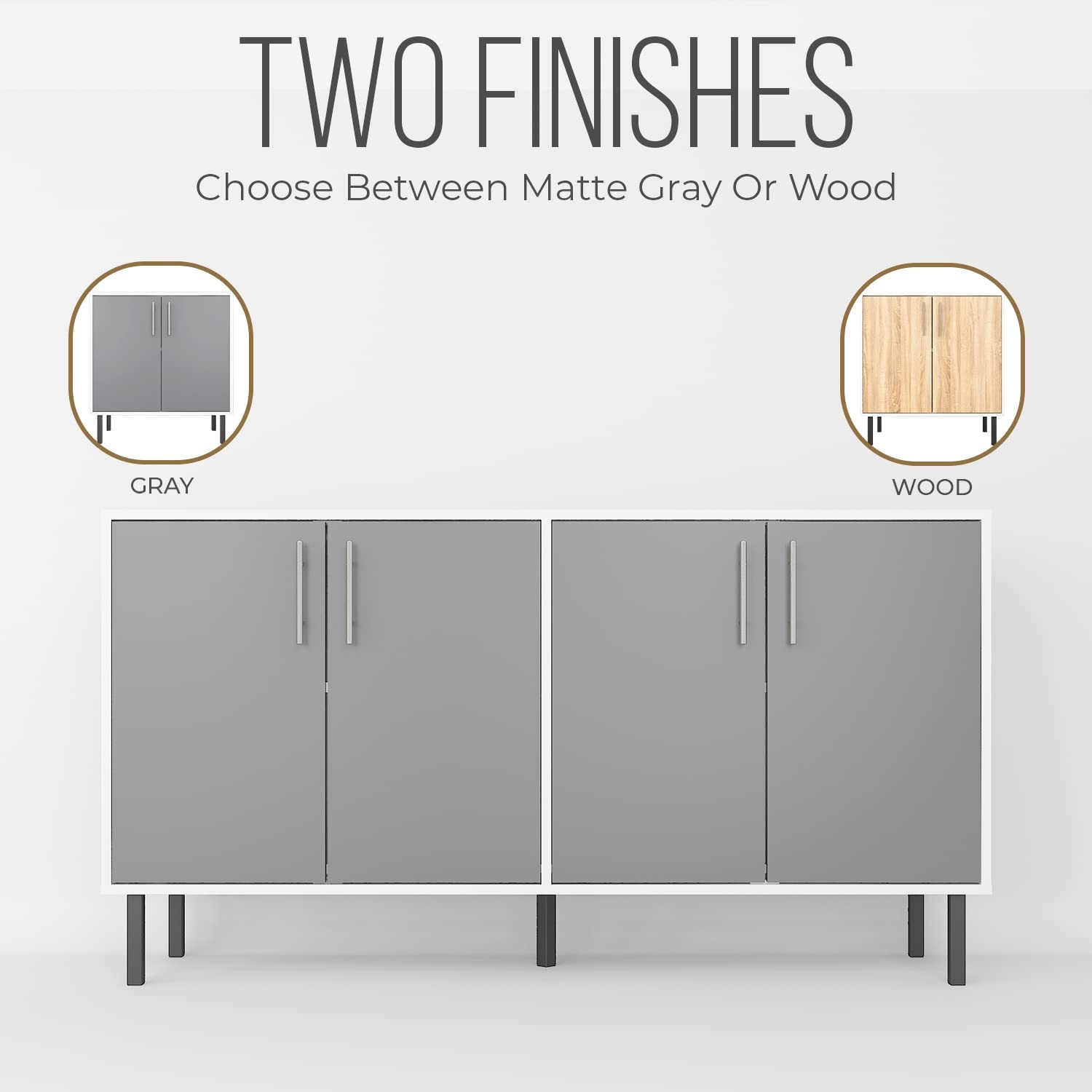 EconoHome Wood Buffet Cabinet with Storage, Grey Wood Sideboard Cabinet with ...