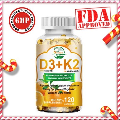 Vitamin K2 (MK7) with D3 5000 IU Supplement, BioPerine Capsules, Immune Health