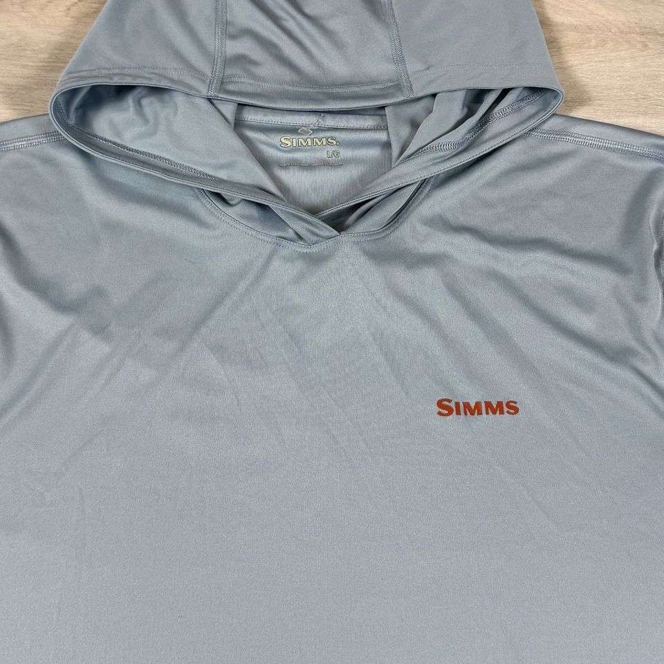Simms SolarFlex Hoodie Featherweight Insect Shield Fishing Products Blue Mens L - Image 3 of 4