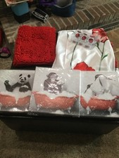 bathroom accessories set includes shower curtain, shower curtain hooks,bath rug