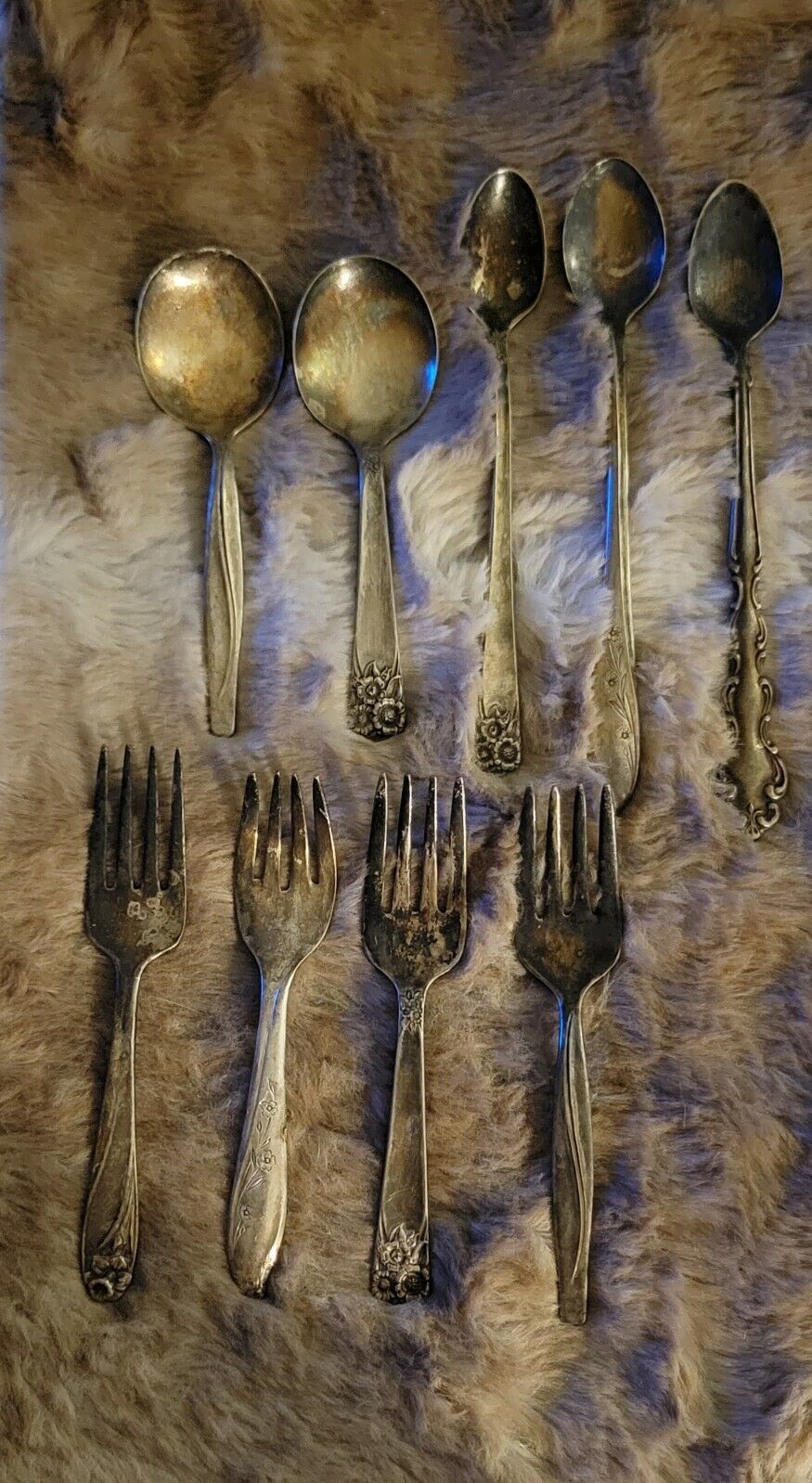 Vintage 1847 Rogers Bros Silver Plate Baby Spoons and Forks Daffodil
