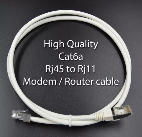 1M Cat6a Shielded BT Infinity Router modem cable VDSL RJ11/RJ45 Broadband White
