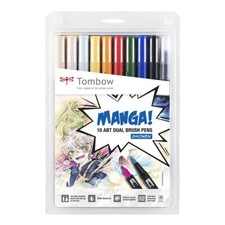   NEW Tombow Dual Brush Pen Art Markers -- Manga Shonen 10-pack 