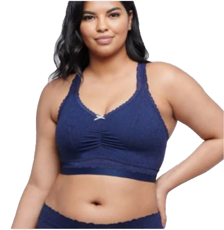 Lane Bryant Cacique No Wire Lace Bralette Bra in Navy Blue Sizes 14 16 1X-image