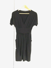 MAX & CLEO Little Black Dress sz 2 Stretch Retro Pockets Draped Kimono Belt