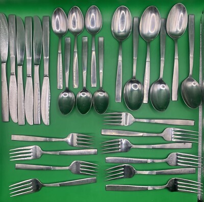 Vintage Montgomery Wards Stainless Steel Japan Flatware MWCo 28 Pieces (004)