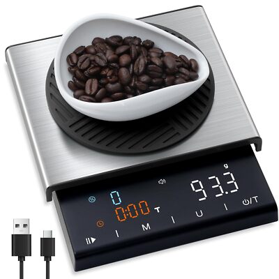Coffee Scale with Timer, 0.1g High Precision Espresso Scale, Multifunctional ...