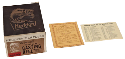 Heddon Heritage Casting Reel Model 35 Box & Papers Only VTG Canada