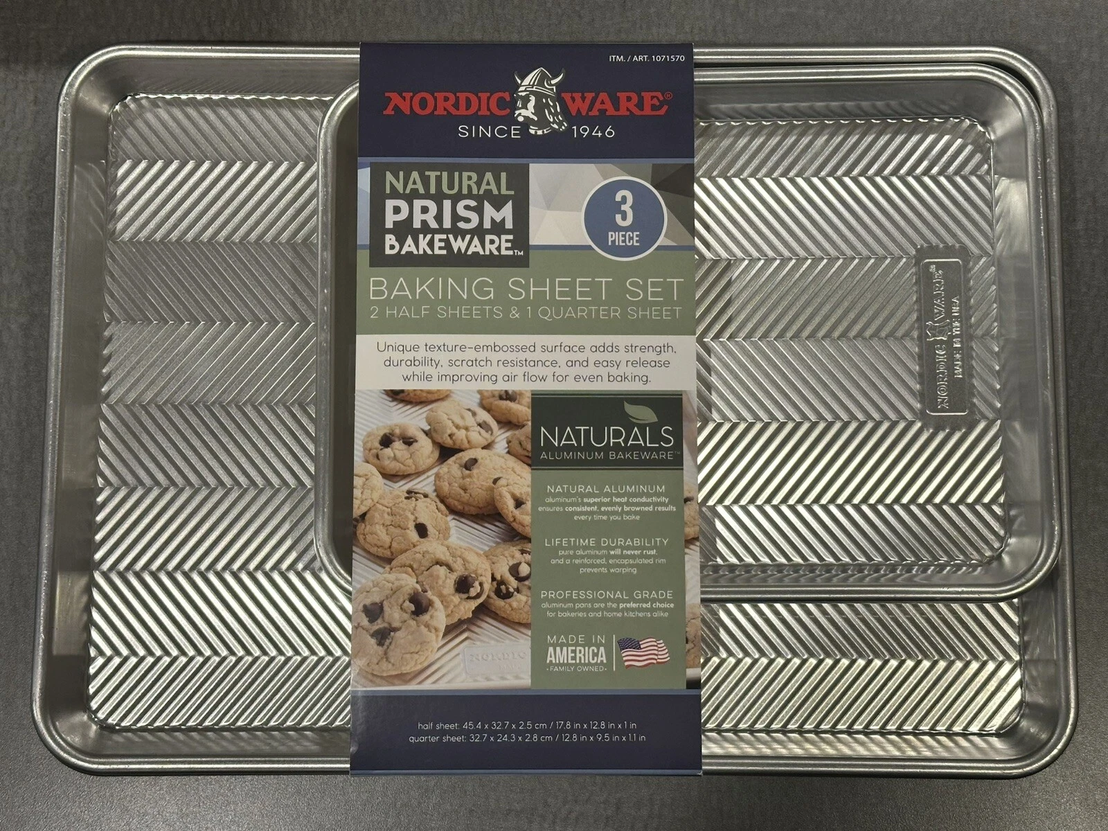 Nordic Ware Naturals Aluminum 3 Piece Baking Sheet Pan Set