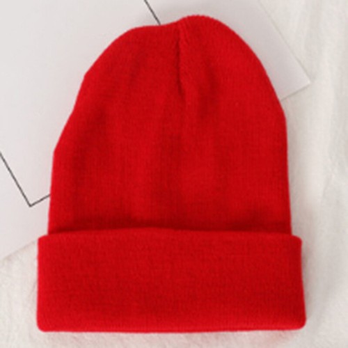 Street Cuff Cap Beanie Plain Knitted 