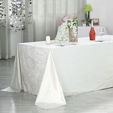IVORY 90"x156" Premium Velvet Rectangular Tablecloth Wedding Party Event Linens