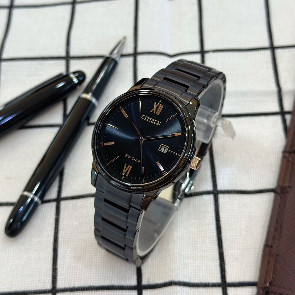 Citizen Eco-Drive EW2316-79E Black Analog Solar Power Roman Ladies