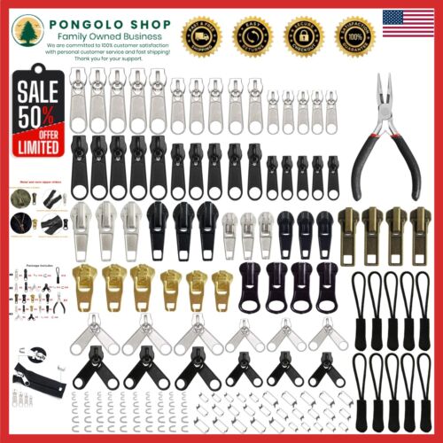 169Pcs Zipper Repair Kit with Install Pliers - Essential for Clothing & Bags