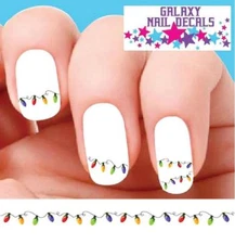 Waterslide Nail Decals - Set of 20 Colorful Holiday String of Christmas Lights