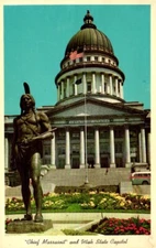 Utah State Capitol & Chief Massasoit Salt Lake City Utah Postcard
