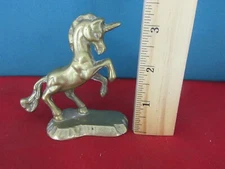 409.  Vintage Solid Brass Magical Unicorn Decorative Figurine Jumping Pedestal