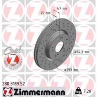 Zimmermann 2X Bremsscheibe Vorne Ø293 Mm InnenbelüFtet Gelocht FüR Honda Civic