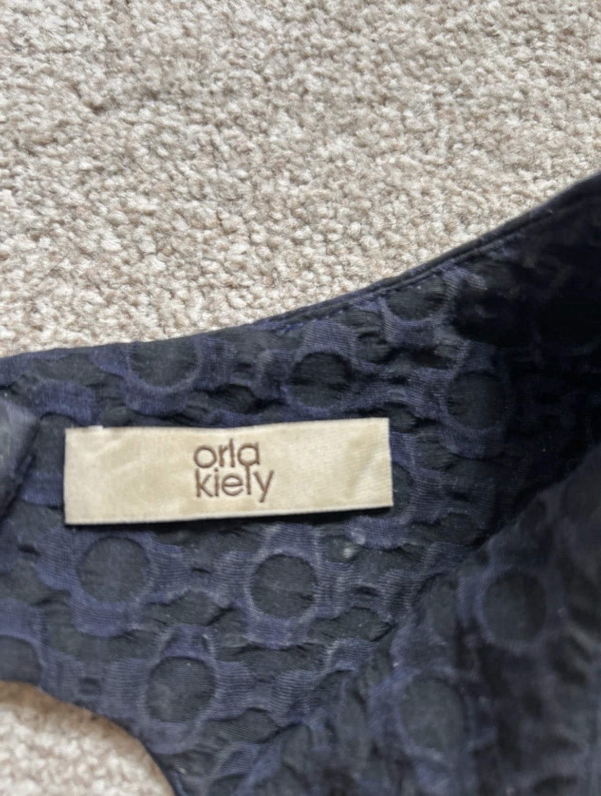 Orla Kiely Navy Embossed Flower Dress Size 8-10 image 4