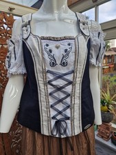 Spieth & Wensky Trachtenbluse Trachtenmieder Weste, Schwarz/Beige, Gr. 44