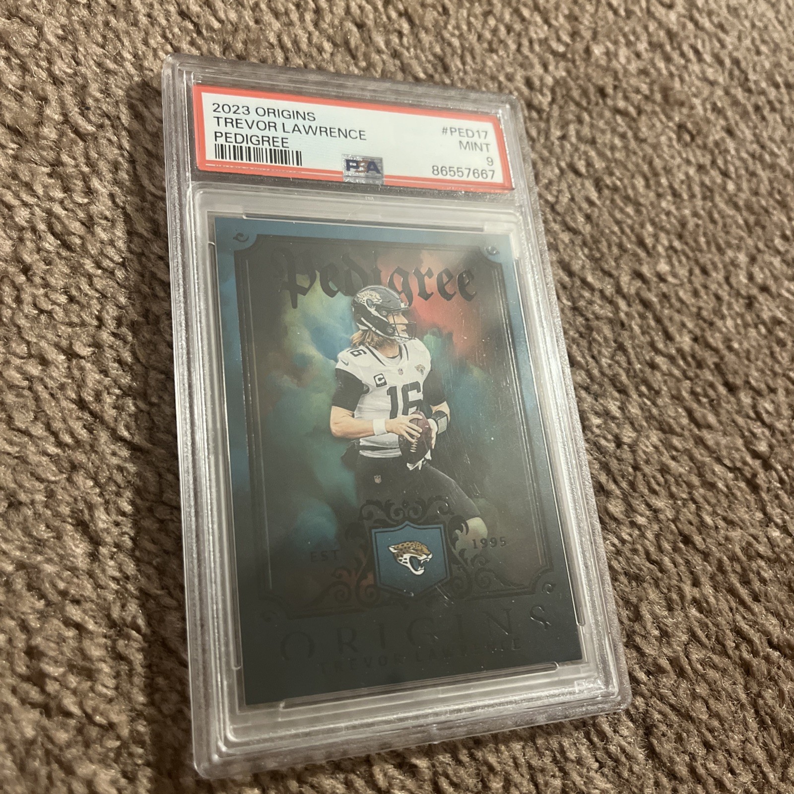 2023 Panini Origins Pedigree Trevor Lawrence #PED-17 PSA MINT 9