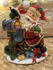 VTG Whimsical Santa Claus Figurine Cardinal,List,Toys,Mailbox 3.5" 