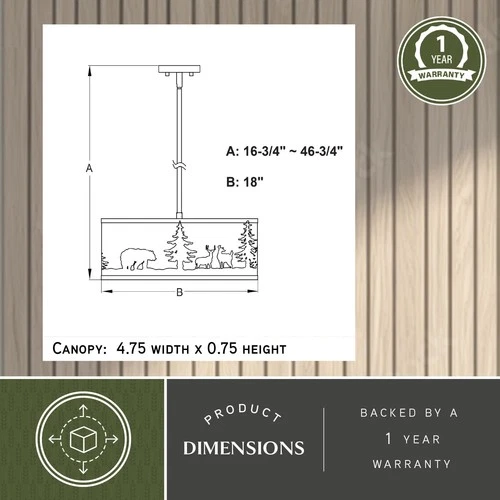 Vaxcel Lighting P0416 3 Light 18"W Suspension Pendant - Bronze - Picture 6 of 11